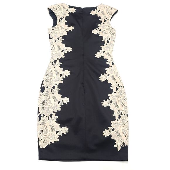 Jax Sheath Dress black ivory lace women's size 4 - Picture 5 of 7